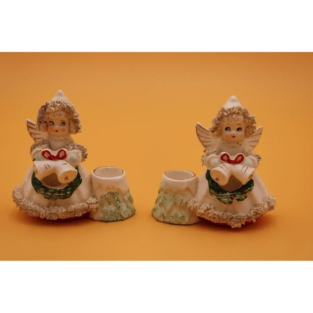 Vintage Angel Candle Holder Set, Christmas Home Decor